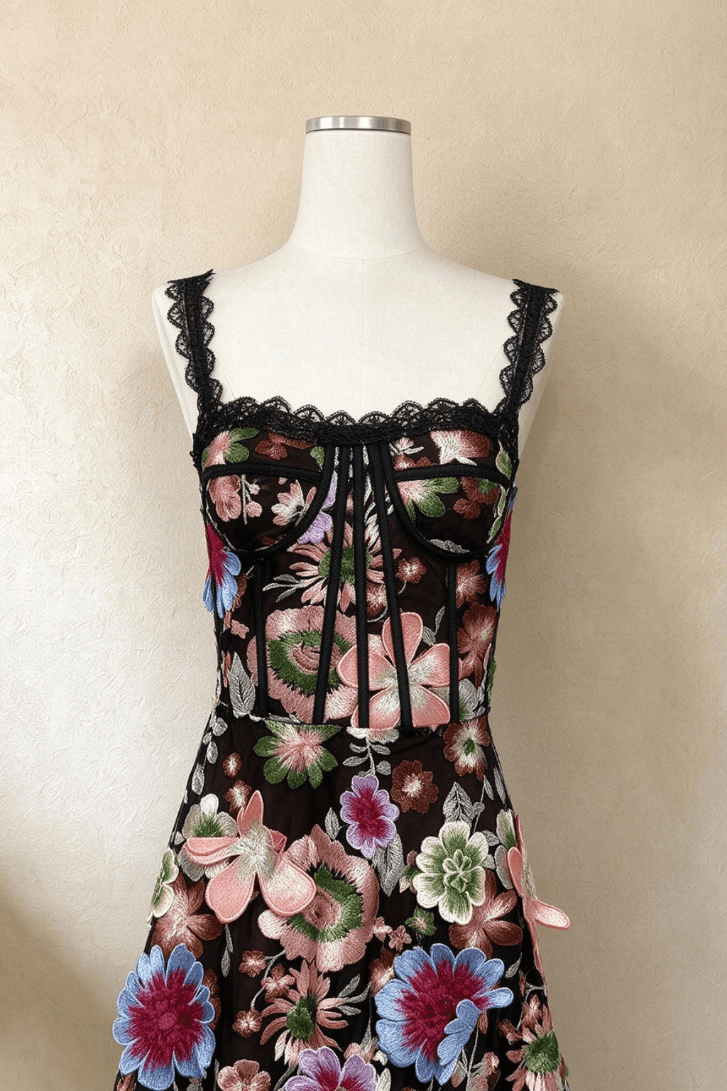 Anwar 3D Floral Corset Midi Dress Avalabel