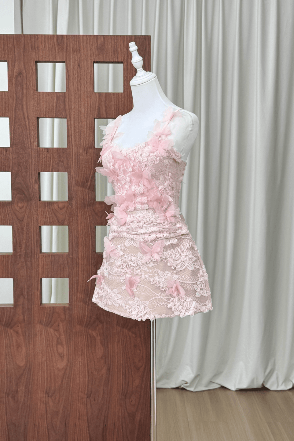 Blair 3D Flower Pink Lace Mini Fairy Dress Avalabel