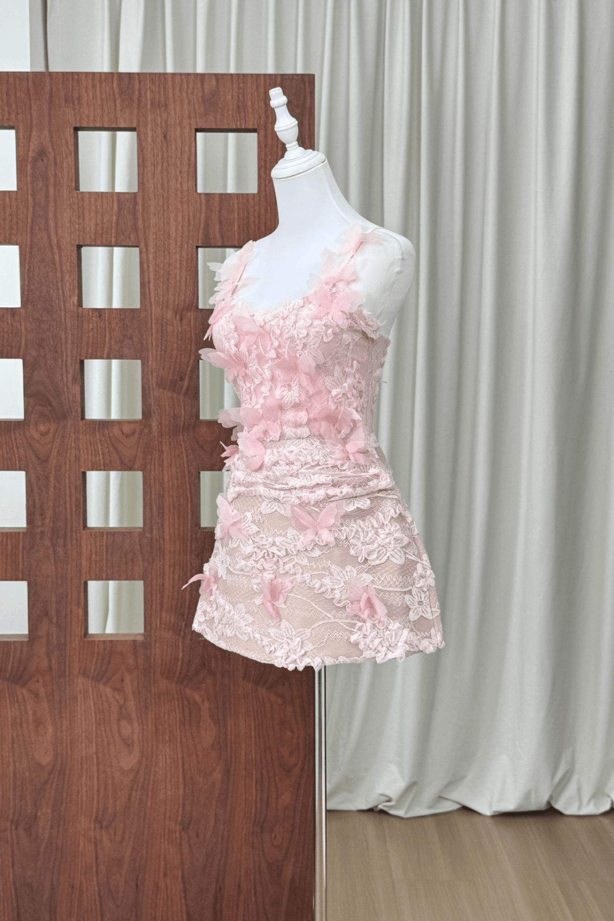 Blair 3D Flower Pink Lace Mini Fairy Dress Avalabel