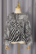 Zebra Print Puff Long Sleeve Blouse Avalabel