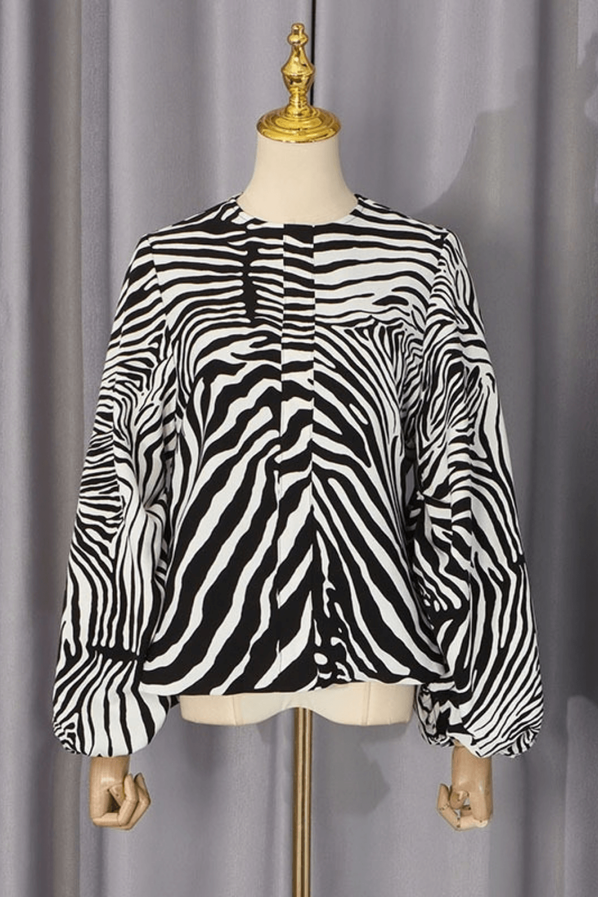 Zebra Print Puff Long Sleeve Blouse Avalabel