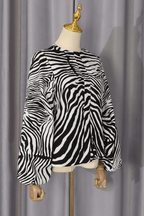 Zebra Print Puff Long Sleeve Blouse Avalabel