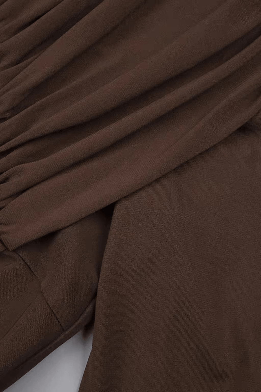 Aria Brown Asymmetrical Off Shoulder Slit Maxi Dress Avalabel
