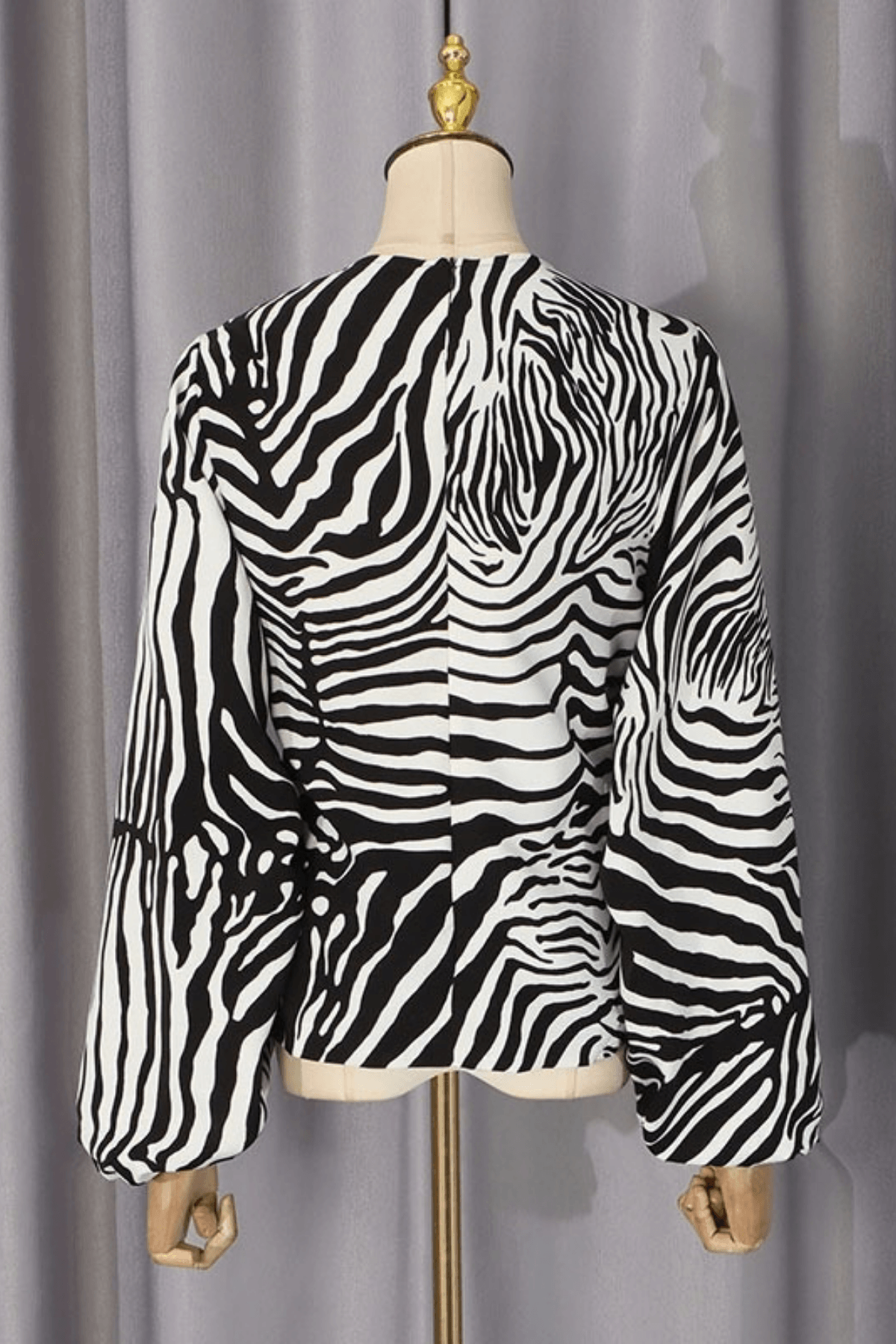 Zebra Print Puff Long Sleeve Blouse Avalabel