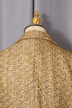 Karen Gold Tweed Double Breasted Fitted Blazer Avalabel