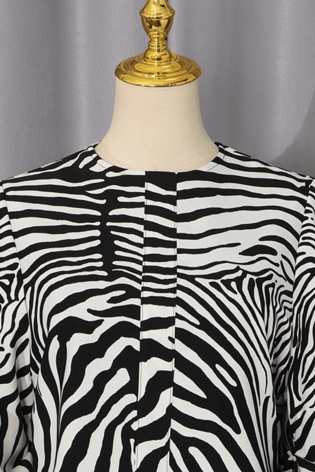 Zebra Print Puff Long Sleeve Blouse Avalabel