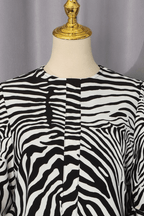 Zebra Print Puff Long Sleeve Blouse Avalabel