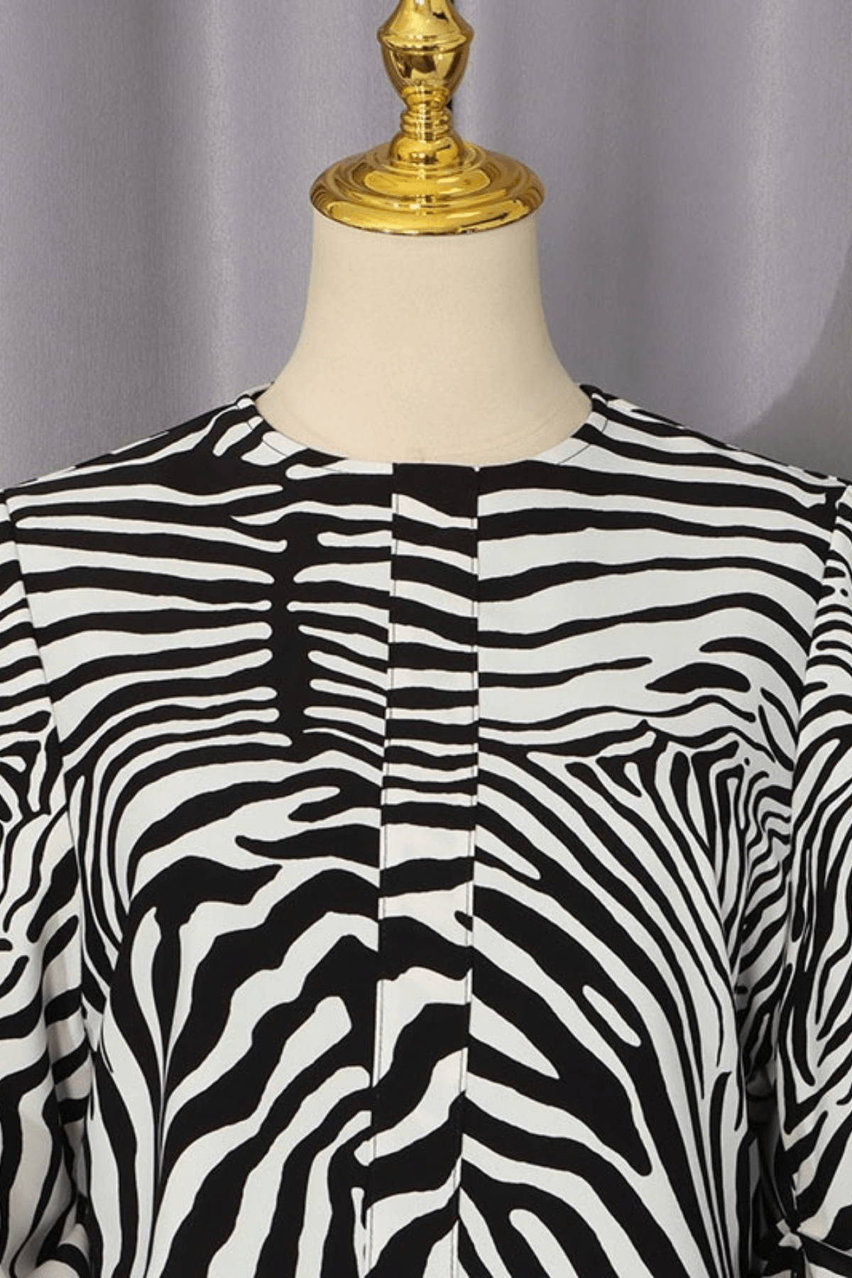 Zebra Print Puff Long Sleeve Blouse Avalabel
