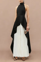 BANDAGE HIGH NECK PLEATED PEPLUM MAXI DRESS Avalabel