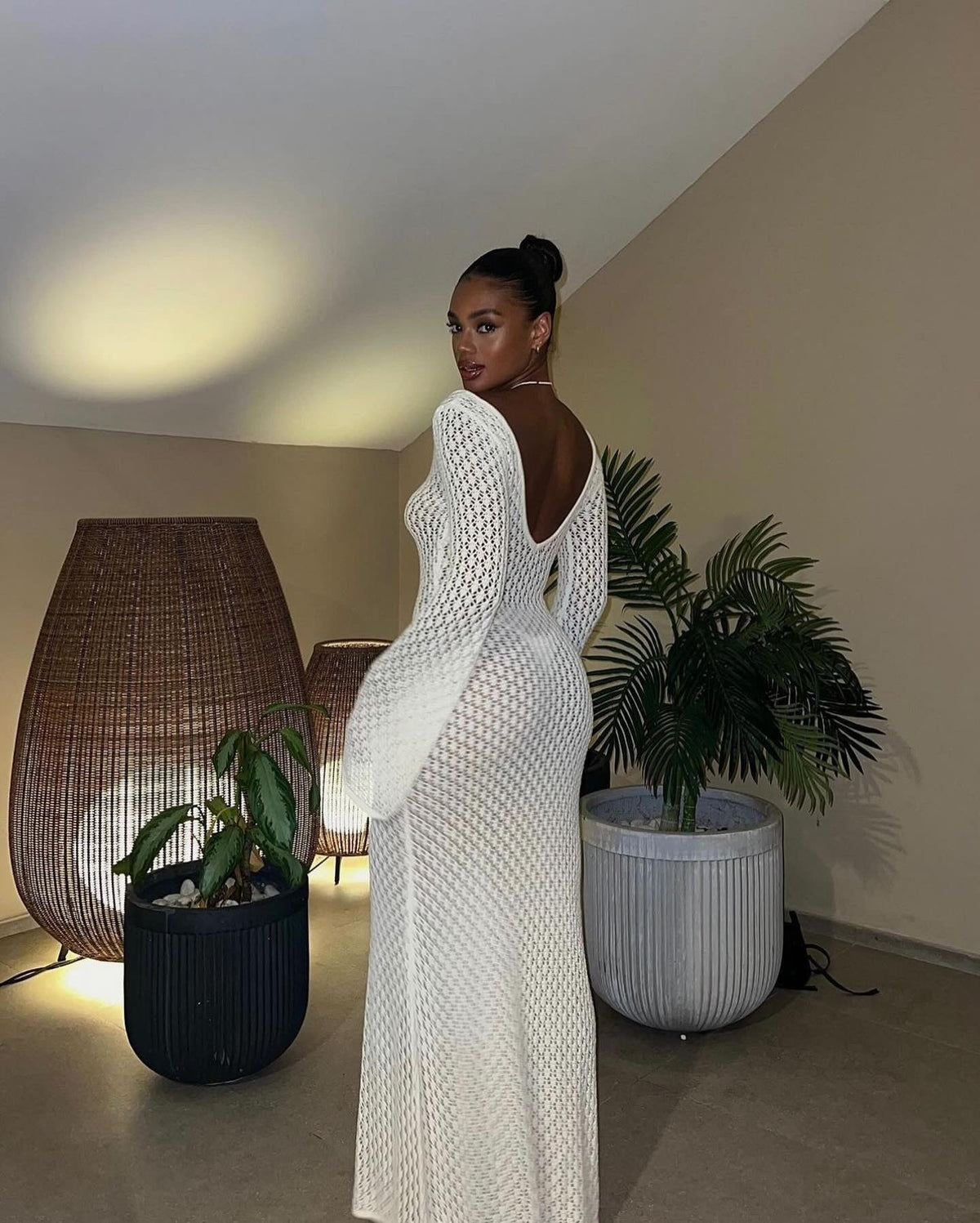 Eyelet Knit Maxi Dress Avalabel