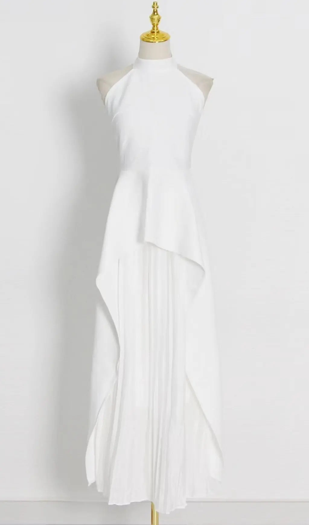 WHITE BANDAGE HALTER IRREGULAR MAXI DRESS Avalabel