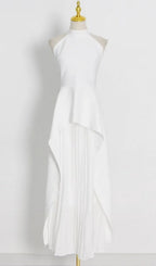 WHITE BANDAGE HALTER IRREGULAR MAXI DRESS Avalabel