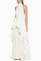 WHITE BANDAGE HALTER IRREGULAR MAXI DRESS Avalabel