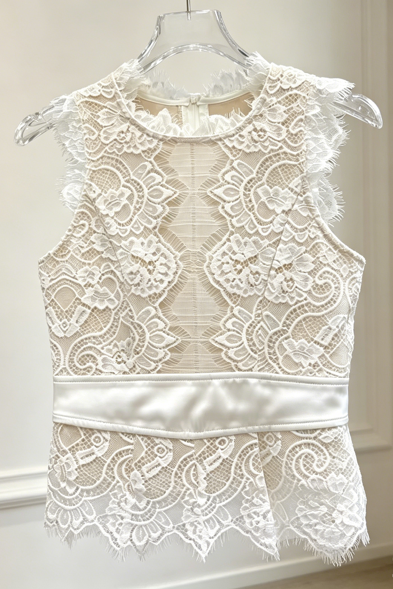 High Neck Lace Top & Puffy Tulle Skirt Two-Piece Set Avalabel