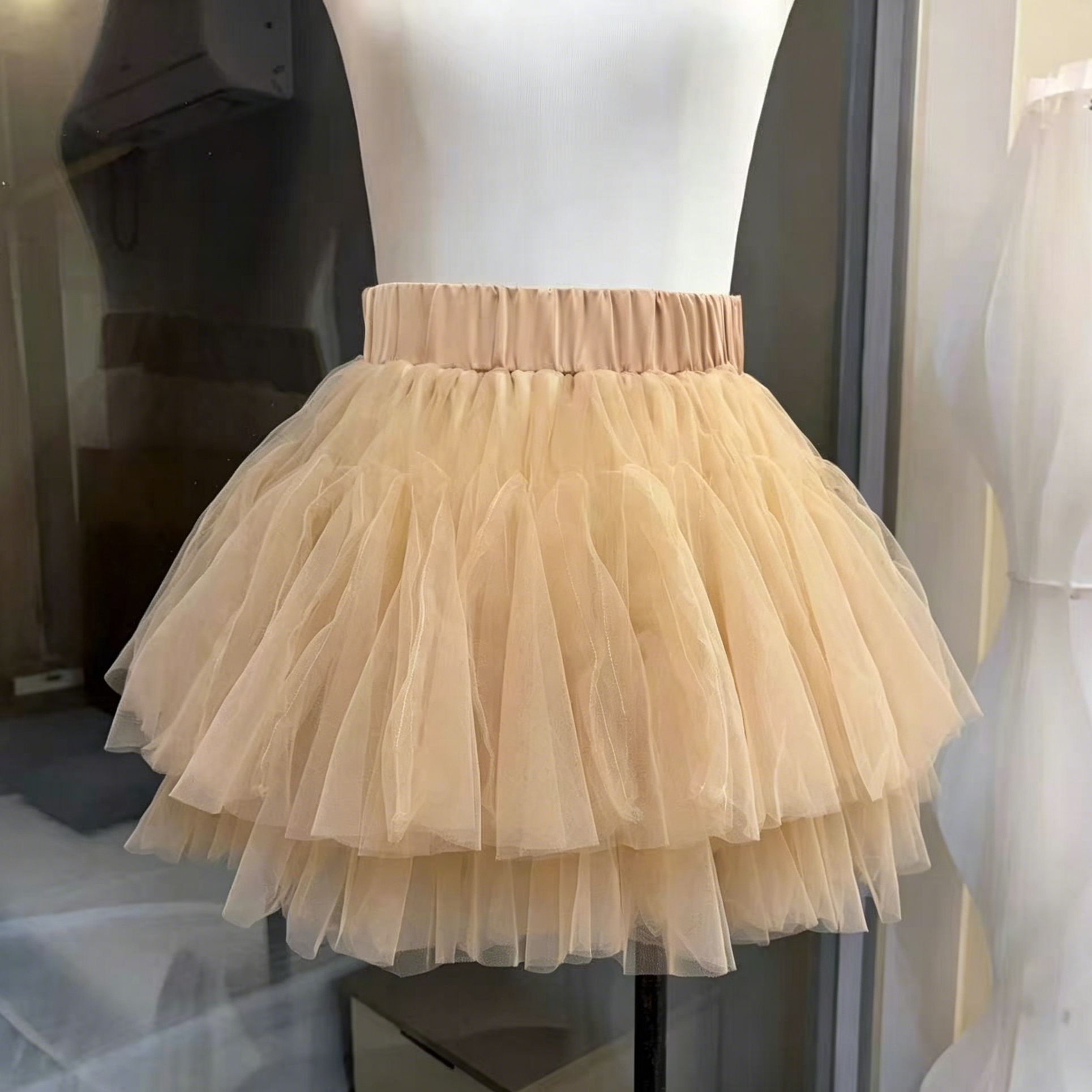 High Neck Lace Top & Puffy Tulle Skirt Two-Piece Set Avalabel
