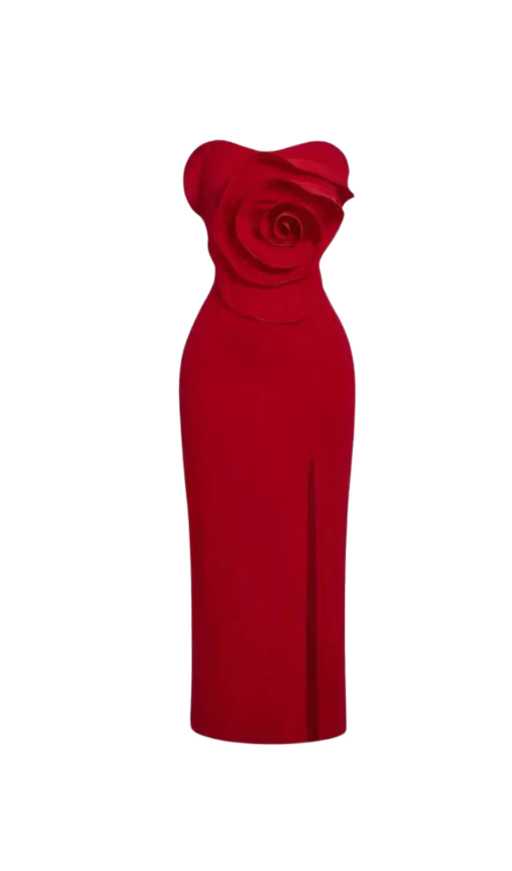 Michelle 3D Flower Strapless Midi Dress in Red Avalabel