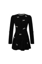 xaviera rhinestone embellishment velvet mini dress in black Avalabel