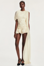 Cyrielle Pleated Mini Dress with Ribbon Design Accent Avalabel