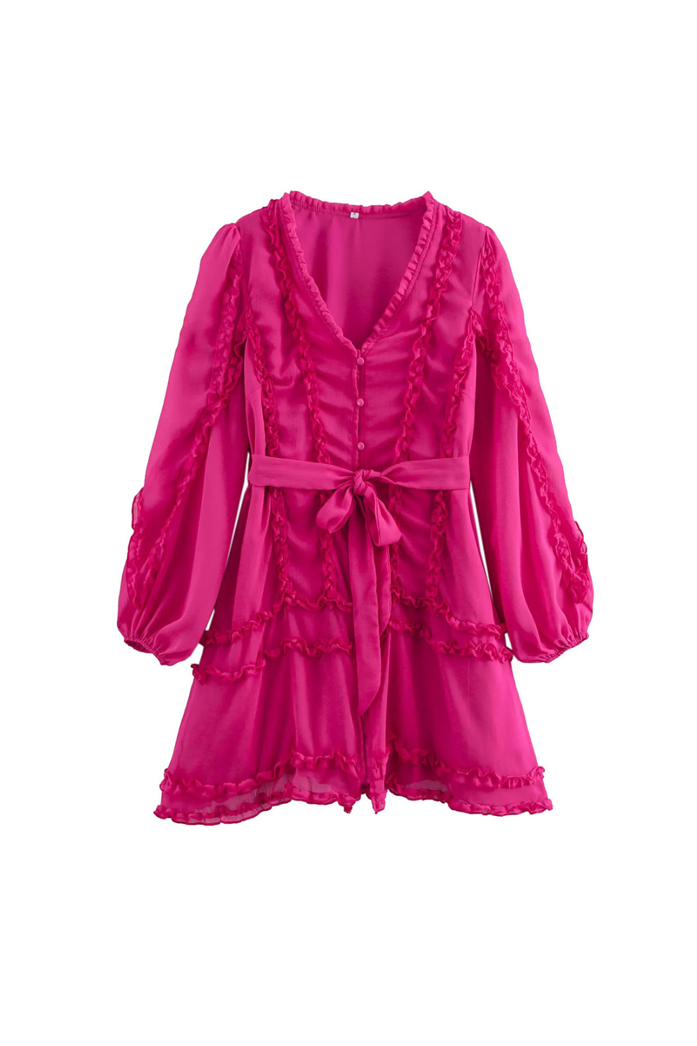 Lara Chiffon Flower Hem Mini Dress in Rose Red Avalabel
