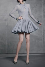 Long Sleeve Mini Dress In Grey Avalabel