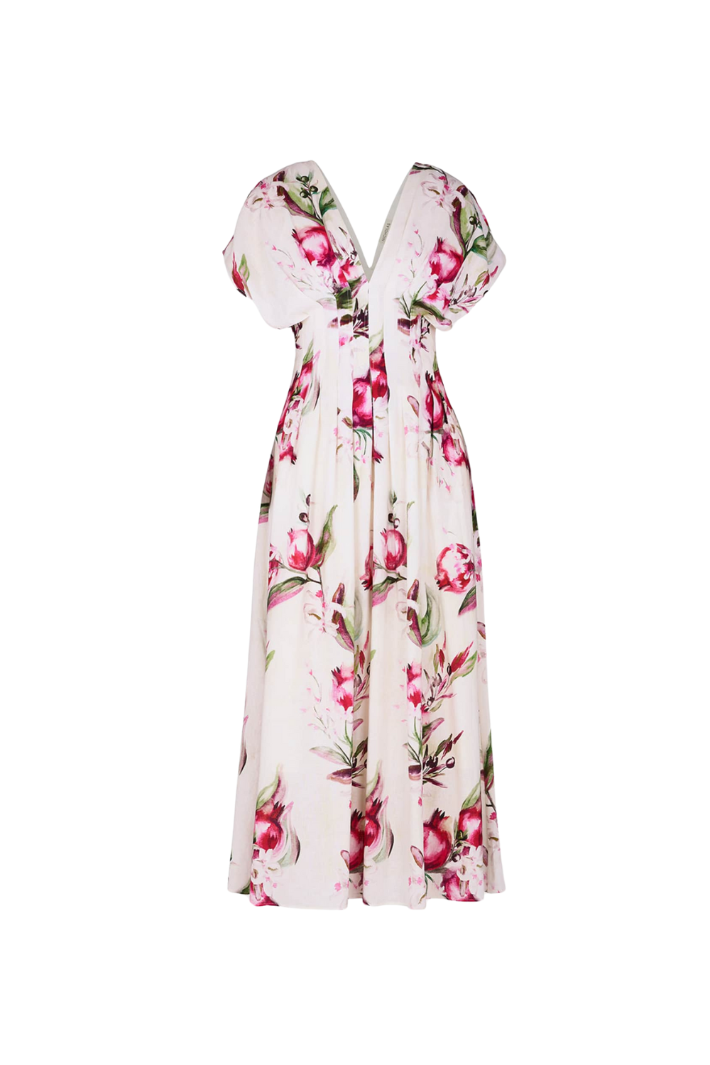 Sonya Pleated Floral Print Maxi Dress in White Avalabel
