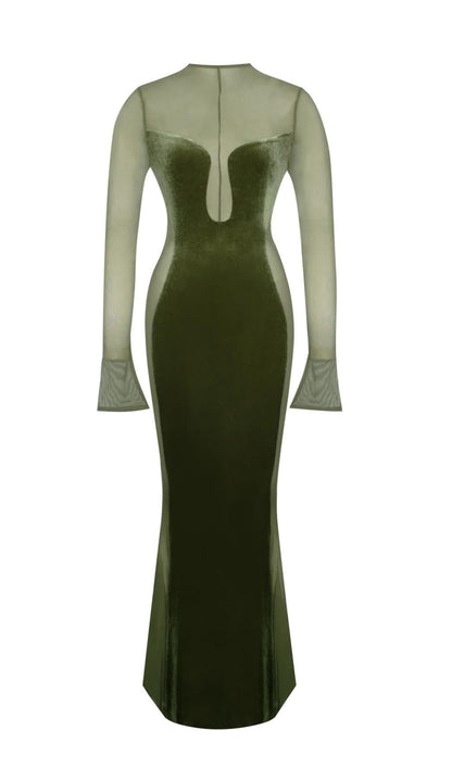LONG SLEEVES LACE MAXI DRESS styleofcb XS GREEN 