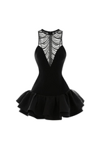Jessica Sequin Tulle Ruched Hem Mini Dress in Black Avalabel
