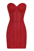 Corset Strapless Mini Dress with Lace-up Back in Red Avalabel