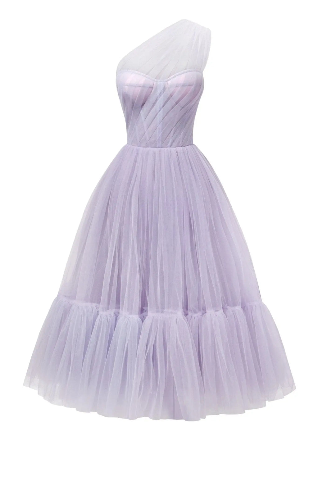 Lavender One-Shoulder Cocktail Tulle Dress Avalabel