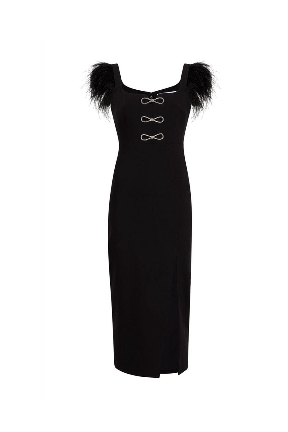 Josephine Bows High Slit Diamond Bandage Midi Dress Avalabel