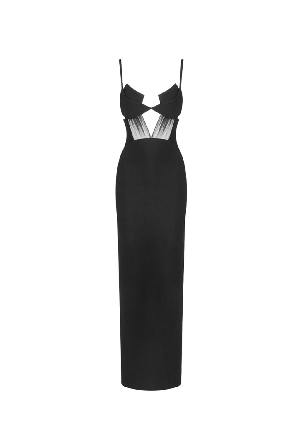 Back Slit Knitted Bandage Maxi Dress in Black Avalabel