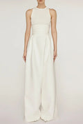 VEST HIGH WAIST WIDE LEG LONG SKIRT SUIT IN WHITE Avalabel