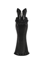 Vivien off-Shoulder Sequin Prom Maxi Dress in Black Avalabel