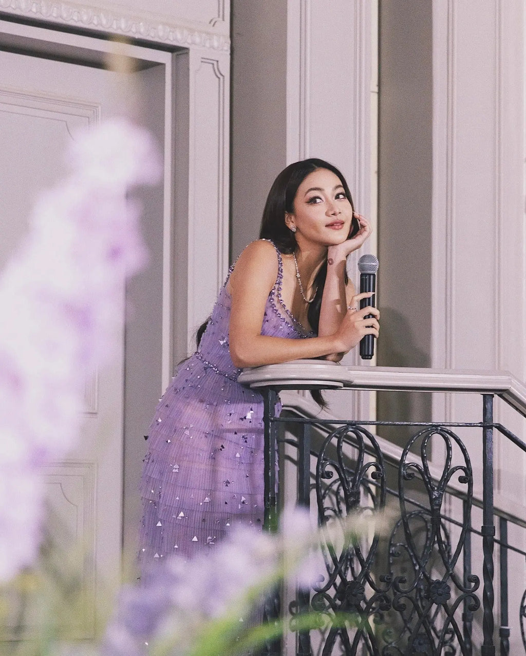 EMBELLISHED MAXI DRESS IN PURPLE Avalabel