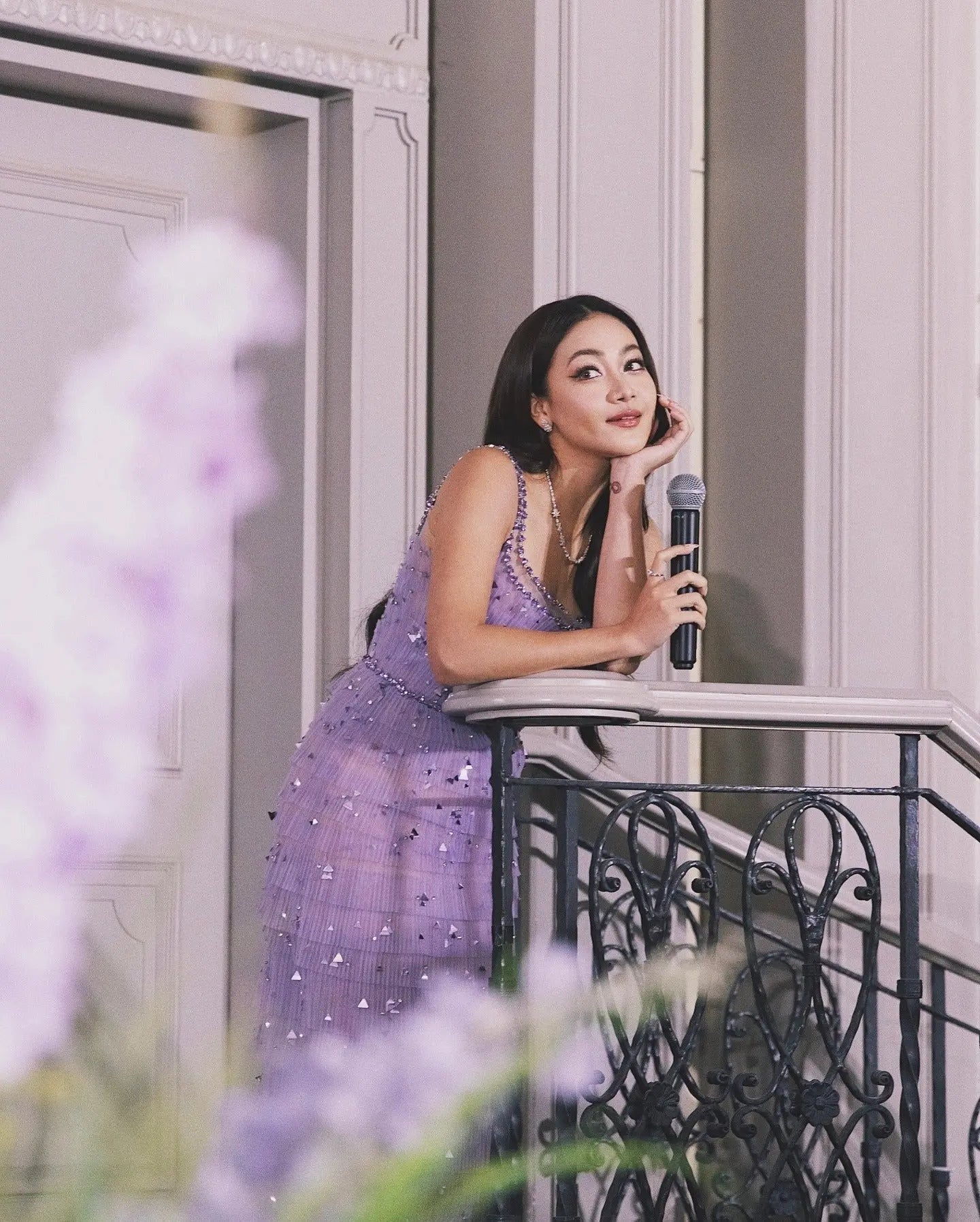EMBELLISHED MAXI DRESS IN PURPLE Avalabel