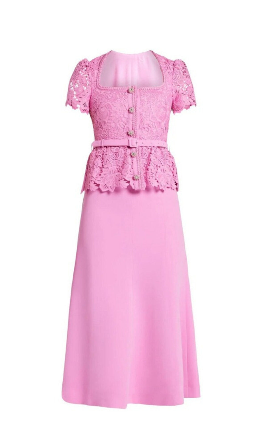 PINK LACE TAILORED MIDI DRESS Avalabel