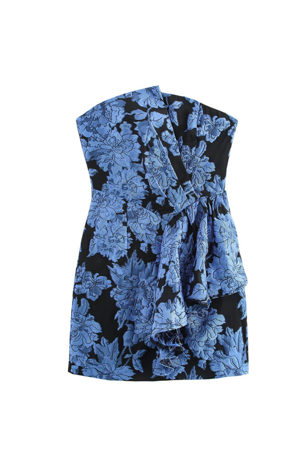 Kayla Jacquard Strapless Mini Dress In Blue Avalabel