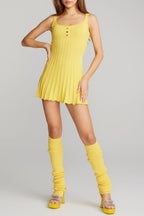 Doris Golf Knitted Suspender Mini Dress in Yellow Avalabel
