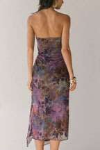 Mesh Strapless Midi Dress Avalabel