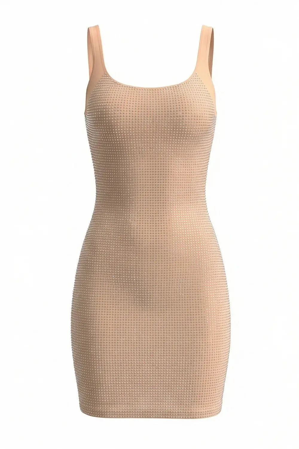 maud Square Crystal-embellished Mesh Mini Dress in apricot Avalabel