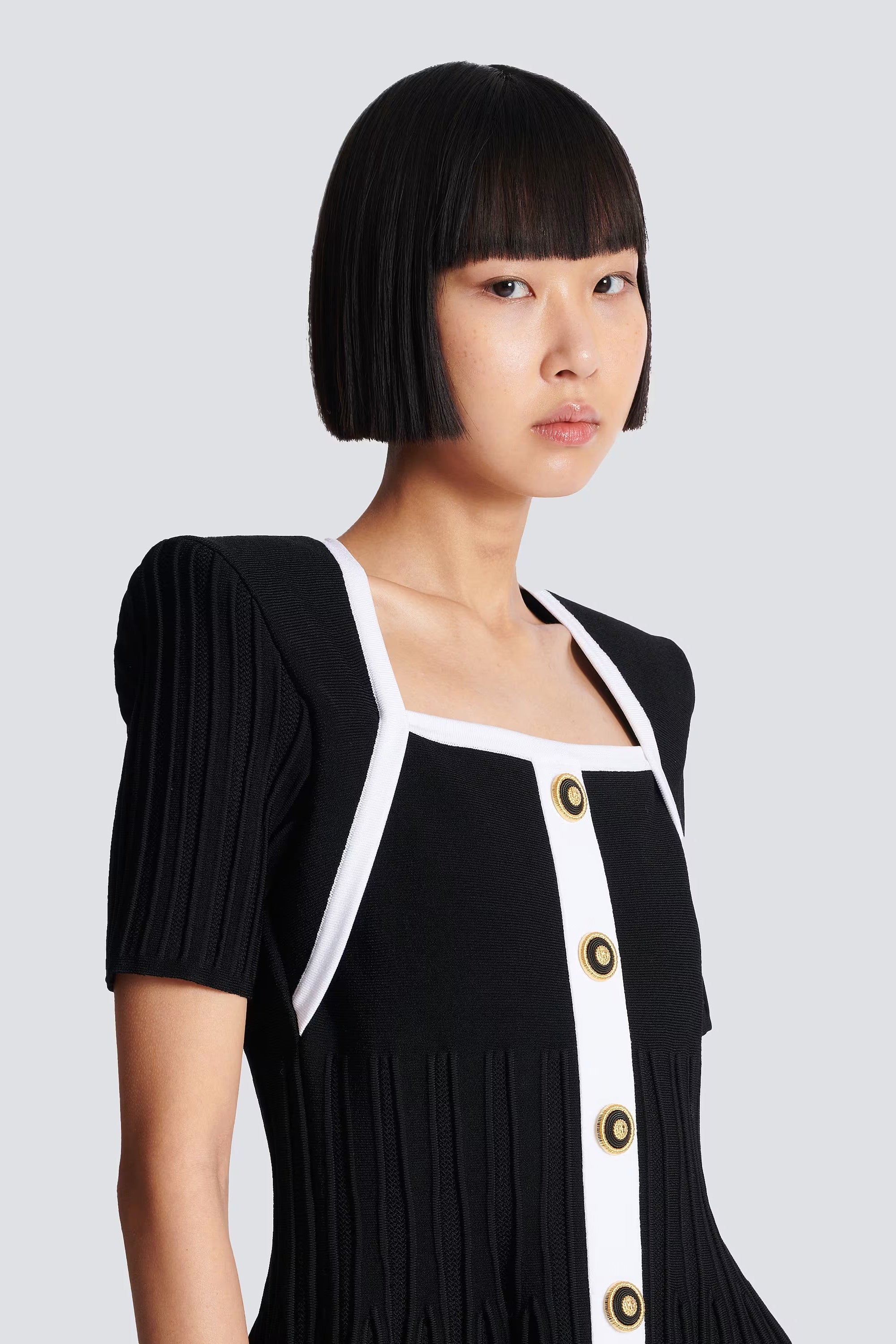 Two-Tone A-Line Knit Dress Avalabel