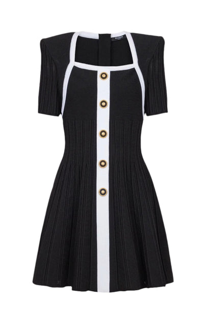 Two-Tone A-Line Knit Dress