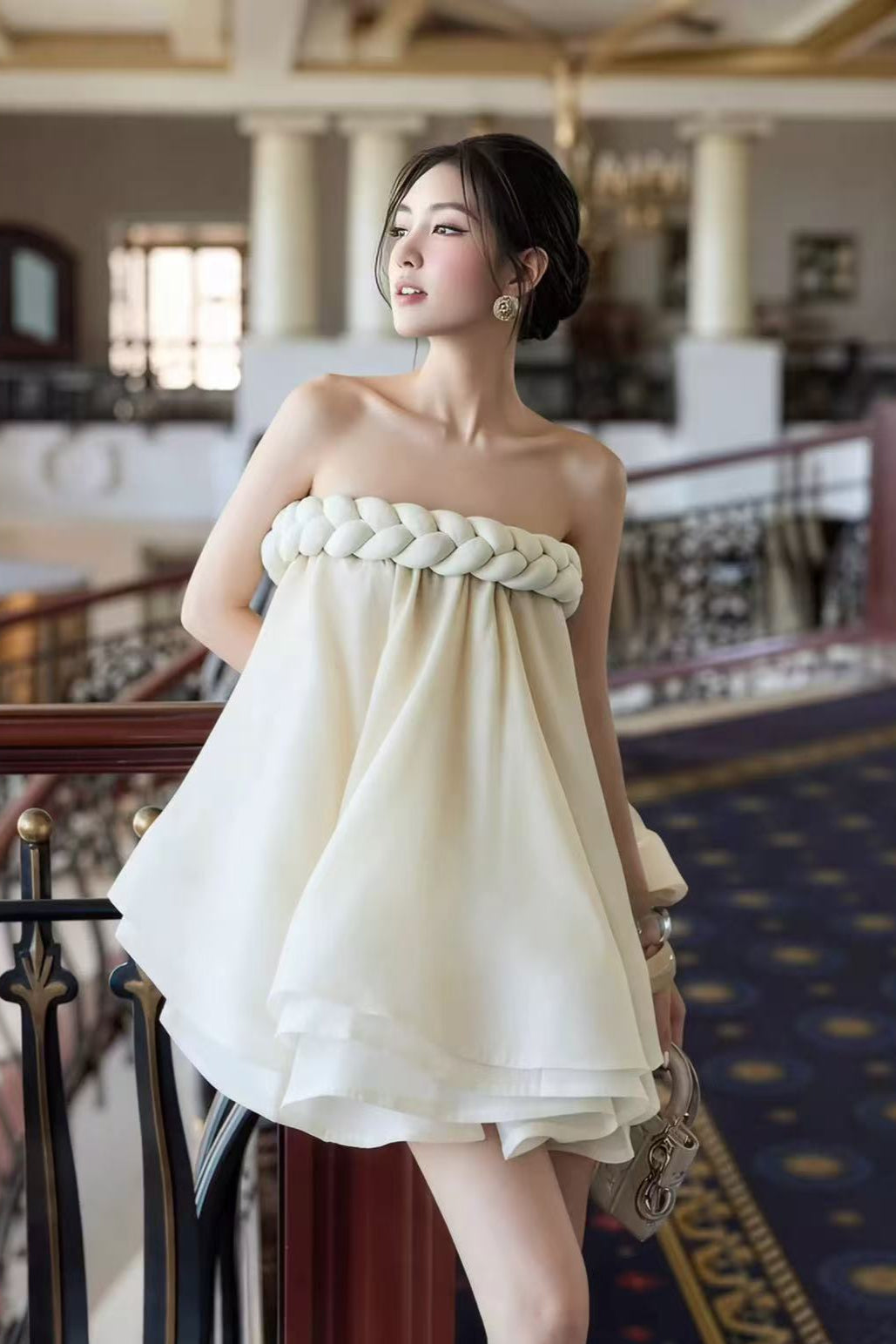 Hemp Rope Tube Top Tutu Skirt in Beige Avalabel