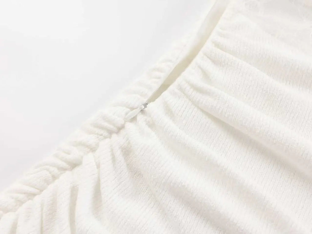 White lace strapless spliced knitted mini dress Avalabel