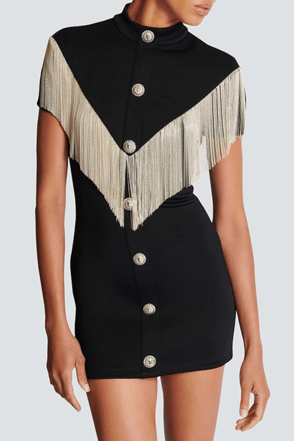 Sandy Fringe Button Front Bodycon Mini Dress Avalabel