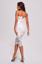Emily Strapless Lace Midi Bandage Dress Avalabel