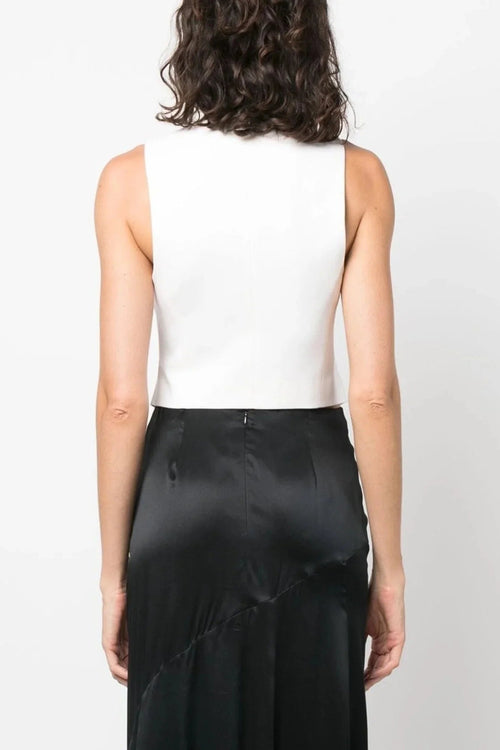 3D Flower Sleeveless Vest Top in White Avalabel