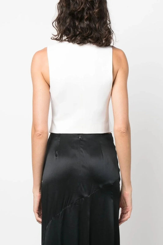 3D Flower Sleeveless Vest Top in White