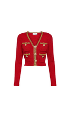 RED KNIT V NECK CARDIGAN Avalabel