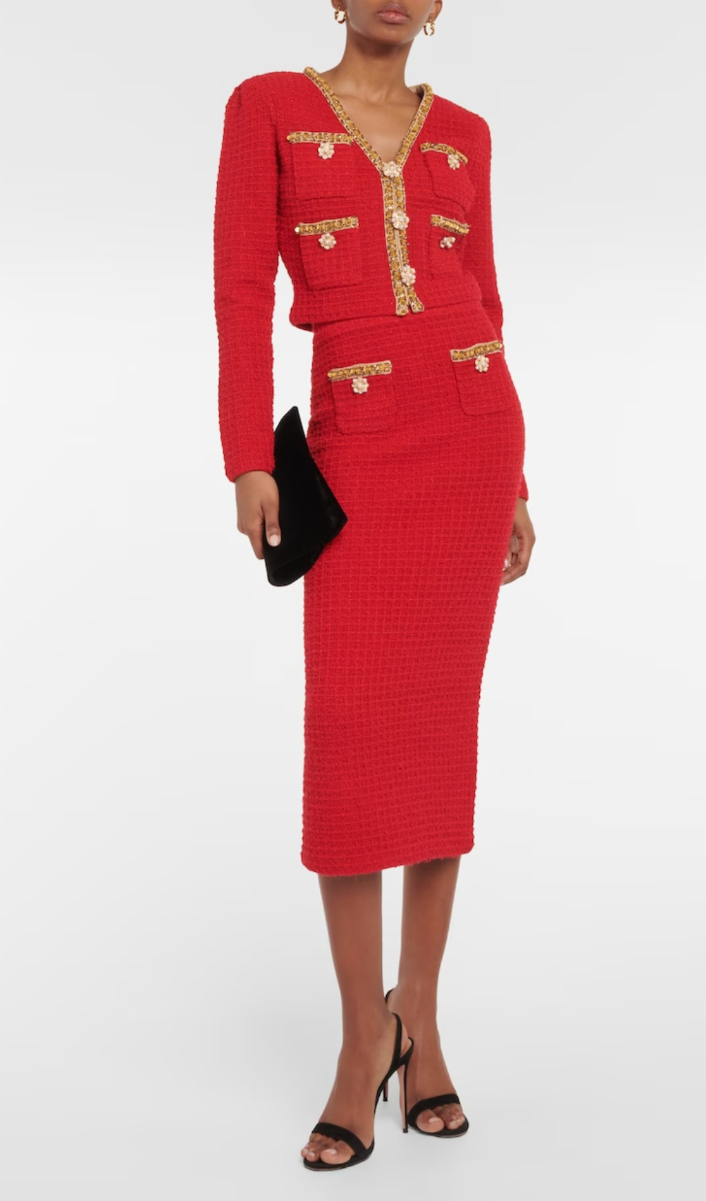 RED KNIT V NECK CARDIGAN Avalabel